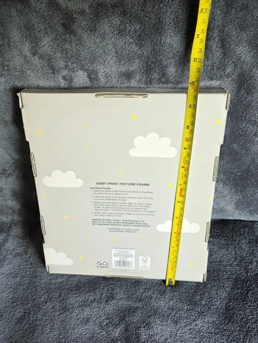 New Moon & Stars Baby Print Picture Frame Hand Foot Print & Photo Box w Ink Pad